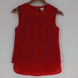 J. Crew Red Boxy Asymmetrical Tank Top‎